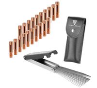 STAHLWERK MIG MAG Lot de 20 buses de contact 0,9 mm M6 x 25 avec nettoyeur de buses 13 en 1 dans un étui, accessoires de soudage de qualité supérieure pour torche de soudage AK15/MB15/AK14/MB14