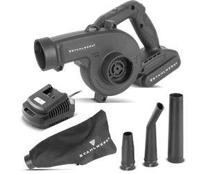 STAHLWERK Mini souffleur à feuilles sans fil MAG-20 ST - 20 V - Avec 2 Ah - Portable - Universel - Pour le nettoyage du jardin et de la route - Aspirateur sans balais et souffleur compact 98 m/s, 0-18