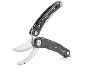 STAHLWERK Multitool avec 5 outils, couteau de poche/couteau pliant/outil multifonctionnel de haute qualité avec sécateur, scie, couteau, coupe-racines et ?illet