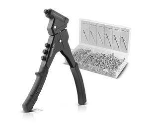 STAHLWERK NZ-280 ST Kit de pince à riveter 360° | Pince à riveter à levier | Pince à riveter | Pince à écrou de rivetage | Outil de rivetage | Pince à riveter à une main avec 4 embouts