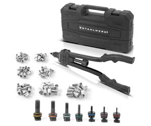 STAHLWERK Pince à riveter NZ-16 ST Pince à riveter | Pince à écrous à riveter | Pince à riveter pop | Pince à riveter à levier avec mandrin fileté interchangeable M3 | M4 | M5 | M6 | M8 | M10 | M12