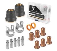 STAHLWERK Plasma Accessoires Kit de pièces d'usure pour torche de découpe plasma NS/S65 - Kit d'accessoires de 17 pièces avec électrodes, buses de coupe 0,8/1,0 mm, capuchons de protection