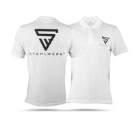 STAHLWERK Polo blanc à manches courtes avec logo imprimé en 100 % coton Taille L, XL, XXL