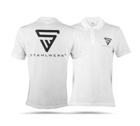 STAHLWERK Polo blanc à manches courtes avec logo imprimé en 100 % coton Taille L, XL, XXL, Blanc., L