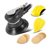 STAHLWERK Ponceuse excentrique à air comprimé DES-125 ST - Ponceuse pneumatique 125 mm - Disque de ponçage pour polissage et ponçage du métal, du bois, du plastique - Kit de ponceuse avec deux blocs