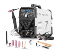 STAHLWERK Poste à souder 2-en-1 combiné DC TIG 200 ST - TIG & MMA (électrode enrobée/ARC) jusqu’à 200 A, amorçage HF, Hot Start, Anti-Stick, adapté à l’acier, inox, cuivre et laiton, pas d’aluminium