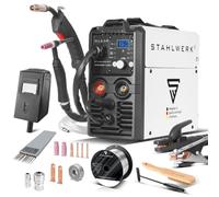 STAHLWERK Poste à souder 5 en 1 combiné MIG MAG 160 M IGBT - Kit de démarrage - MMA, Lift-TIG, FLUX, 160 A, synergique 2 galets, refroidissement & protection thermique, seulement 4,5 kg