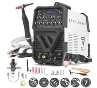 STAHLWERK Poste à souder combiné 3-en-1 AC/DC TIG 200 Puls CUT ST - TIG & MMA (ARC) jusqu'à 200 A, Découpe plasma jusqu’à 45 A et épaisseur de coupe jusqu’à 12 mm, acier inoxydable, cuivre, alu titane