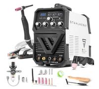 STAHLWERK Poste à souder combiné 3-en-1 AC/DC TIG 200 CUT ST - TIG & MMA (ARC) jusqu'à 200 A, Découpe plasma jusqu’à 45 A et épaisseur de coupe jusqu’à 12 mm, acier inoxydable, cuivre, alu, titane