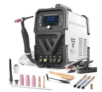 STAHLWERK Poste à souder combiné 3-en-1 AC/DC TIG 200 ST Digital - TIG & MMA (ARC) jusqu'à 200 A, mode Clean pour le nettoyage électrochimique des soudures inox, amorçage HF, fonction Spot