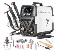 STAHLWERK Poste à souder combiné 6-en-1 CTM-250 Puls Pro - TIG, MIG/MAG, MMA (électrode) & FLUX jusqu'à 200 A, découpeur plasma (CUT) jusqu'à 45 A, poste sous gaz, fil synergique, fonction Pulse