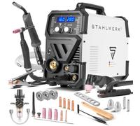 STAHLWERK Poste à souder combiné 6-en-1 CTM-416 Puls Pro - CUT, TIG, MIG/MAG, PULSE, MMA (ARC), FLUX jusqu'à 160 A, découpeur plasma jusqu'à 40 A, amorçage HF, fonction Pulse, dévidage de fil, LED