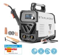 STAHLWERK Poste à souder FLUX 160 ST Digital - compact & mobile, soudage au fil fourré sans gaz de protection jusqu'à 160 A, avance de fil synergique, fonction Lift-TIG & MMA, écran numérique, IGBT