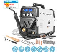 STAHLWERK Poste à souder 5 en 1 combiné MIG MAG 200 Puls Pro Inverter - ARC MMA, fil fourré, Lift TIG, 200 A, fonction pulse & spot, entièrement synergique, IGBT, pour l'aluminium, garantie 7 ans