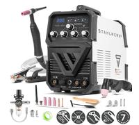 STAHLWERK Poste à souder combiné 3-en-1 AC/DC TIG 200 CUT ST - TIG & MMA (ARC) jusqu'à 200 A, Découpe plasma jusqu’à 45 A et épaisseur de coupe jusqu’à 12 mm, acier inoxydable, cuivre, alu, titane