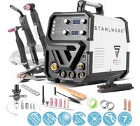 STAHLWERK Poste à souder 4 en 1 combiné CTM-250 ST - compact, TIG MIG, MAG MMA, CUT/Plasma, soudage 200 A & coupage plasma 50 A, IGBT, puissance de coupe jusqu'à 14 mm, nombreux paramètres réglables