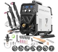 STAHLWERK Poste à souder combiné 4-en-1 CTM-250 ST - TIG, MIG/MAG, MMA (ARC), FLUX (fil fourré) jusqu'à 200 A, CUT (plasma) jusqu'à 45 A, capacité de coupe jusqu'à 14 mm, paramètres réglables, IGBT