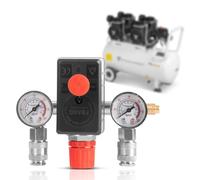 STAHLWERK Pressostat DE-20 ST 0-10 bar - Valve de commande - Interrupteur de compresseur avec manomètre et deux raccords rapides pour compresseurs d'air comprimé