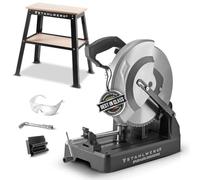 STAHLWERK Scie à métaux 3 500 W, vendue avec un support universel machine | Sans balais, lame de scie de Ø 355 mm, 700 à 1 300 tr/min et angle de coupe de 0 à 45°, écran LCD, support