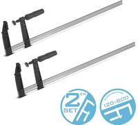 STAHLWERK Lot de 2 serre-joints 120 x 800 mm - Serre-joints puissants en acier et plastique - Serre-joints F pour fixer des pièces - Serre-joints stables avec envergure de 800 mm, profondeur de