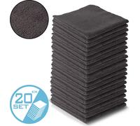 STAHLWERK Serviette microfibre set de 20 pièces 40 x 40 cm 300 gsm noir