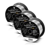 STAHLWERK Set de 3 fils fourrés FLUX - E71T-GS 0,9 mm, 0,45 kg bobine de fil D100, bobine de fil pour mandrin de 16 mm, fil de soudage premium, matériau d'apport, fil de soudage universel