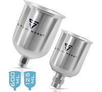STAHLWERK Set de godets à peinture en aluminium / godets à gravité 125 ml et godets à peinture 600 ml
