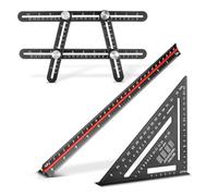 STAHLWERK Set de règles avec règle de mesure multi-angles, règle triangulaire et triangle d'angle avec butée pour mesurer, tracer, marquer et dessiner avec précision