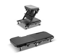 STAHLWERK Tabouret d'atelier 2 en 1 FRC-40 ST avec capacité de charge de 150 kg, planche à roulettes automobile pliable | Planche à roulettes de montage avec fonction siège et couchette