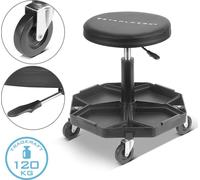 STAHLWERK Tabouret d'atelier WRH-57 ST Noir avec capacité de charge de 120 kg Siège d'atelier