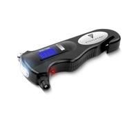 STAHLWERK Testeur de pression des pneus 5 en 1 avec lumière LED - Testeur numérique de pression d'air - Coupe-ceinture - Marteau d'urgence - Lampe de travail - Manomètre multifonction pour voiture
