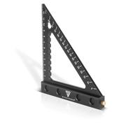 STAHLWERK Triangle d'angle avec butée et aiguille de marquage règle d'angle métrique en aluminium | triangle d'angle à butée | équerre de charpentier pour mesurer, tracer, marquer et dessiner