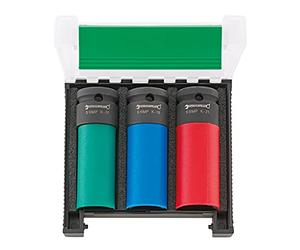 Stahlwille 51IMP K/3 Impact Jeu de 3 douilles 1/2" l 17, 19, 21 mm, code couleur, douilles de protection pour protéger les jantes en aluminium lors du changement de roue