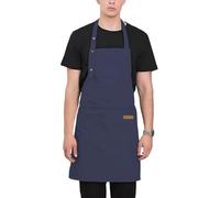 Stain Resistant Canvas Apron - 26.57x29.33 Inches Shop Aprons for Men | Professional Bib Apron with 2 Pockets | Adjustable Strap Waterproof Multifunction Aprons for Chef Restaurant Kitchen Bbq