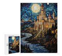 Stained Glass Castle Night Scene-2 Puzzle 1000 Pièces Educa Jouet en Bois Cadeau Unique Décoration Intérieure Jeu Éducatif Challenge Toy Adultes Et Enfants À Partir De 14 Ans 500 PCS