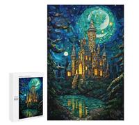 Stained Glass Castle Night Scene Puzzle 1000 Pièces Educa Jouet en Bois Cadeau Unique Décoration Intérieure Jeu Éducatif Challenge Toy Adultes Et Enfants À Partir De 14 Ans 1000 PCS