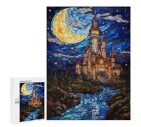 Stained Glass Castle Night Scene Puzzle 1000 Pièces Educa Jouet en Bois Cadeau Unique Décoration Intérieure Jeu Éducatif Challenge Toy Adultes Et Enfants À Partir De 14 Ans 500 PCS