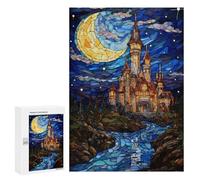 Stained Glass Castle Night Scene Puzzle 1000 Pièces Educa Jouet en Bois Cadeau Unique Décoration Intérieure Jeu Éducatif Challenge Toy Adultes Et Enfants À Partir De 14 Ans 300 PCS