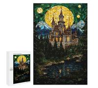 Stained Glass Castle Scene-1 Puzzle 1000 Pièces Educa Jouet en Bois Cadeau Unique Décoration Intérieure Jeu Éducatif Challenge Toy Adultes Et Enfants À Partir De 14 Ans 1000 PCS
