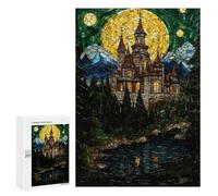 Stained Glass Castle Scene-1 Puzzle 1000 Pièces Educa Jouet en Bois Cadeau Unique Décoration Intérieure Jeu Éducatif Challenge Toy Adultes Et Enfants À Partir De 14 Ans 300 PCS