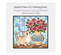 Stained Glass Cat Coloring Book: Popular Breeds & Seasonal Flowers: Relaxing Designs for Adults