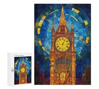 Stained Glass Clock Tower Art Print Puzzle 1000 Pièces Educa Jouet en Bois Cadeau Unique Décoration Intérieure Jeu Éducatif Challenge Toy Adultes Et Enfants À Partir De 14 Ans 300 PCS