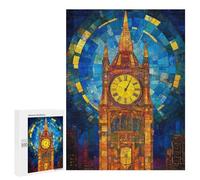 Stained Glass Clock Tower Art Print Puzzle 1000 Pièces Educa Jouet en Bois Cadeau Unique Décoration Intérieure Jeu Éducatif Challenge Toy Adultes Et Enfants À Partir De 14 Ans 500 PCS