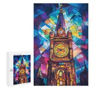 Stained Glass Clock Tower Puzzle 1000 Pièces Educa Jouet en Bois Cadeau Unique Décoration Intérieure Jeu Éducatif Challenge Toy Adultes Et Enfants À Partir De 14 Ans 1000 PCS