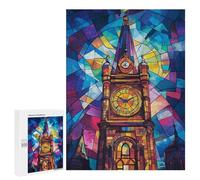 Stained Glass Clock Tower Puzzle 1000 Pièces Educa Jouet en Bois Cadeau Unique Décoration Intérieure Jeu Éducatif Challenge Toy Adultes Et Enfants À Partir De 14 Ans 500 PCS