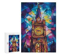 Stained Glass Clock Tower Puzzle 1000 Pièces Educa Jouet en Bois Cadeau Unique Décoration Intérieure Jeu Éducatif Challenge Toy Adultes Et Enfants À Partir De 14 Ans 300 PCS