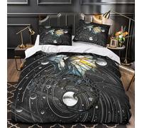 Stained Glass Dragon Linge de Lit Microfibre Résistante 3D Imprimée 3 Pièces Éclair Super Douce space Fantasy Housse de Couette Confortable Entretien Facile for les Enfants King（220x240cm）