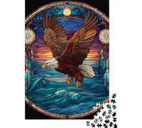 Stained Glass Eagle Artwork Puzzle 1000 Pièces Educa Jouet en Bois Cadeau Unique De l'art De La Décoration Jeu Éducatif Challenge Toy pour Adultes Et Enfants À Partir De 12 Ans 38x26cm/1000pcs