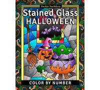 Stained Glass Halloween: Color by Number Coloring Book for Adults