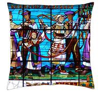 Stained glass in ilina train station,Slovakia - Throw Pillow Cover Case (18